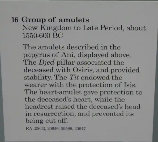 Djed, tyet, leb, headrest group of amulets